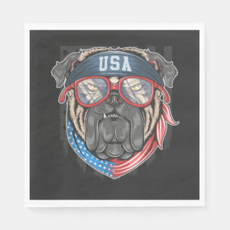 USA-Flagge mit Mops Serviette