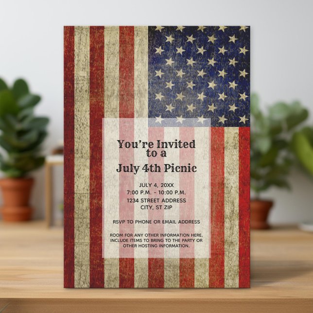 USA-Flagge mit Vintagem Party Einladung (Unique Invitation)