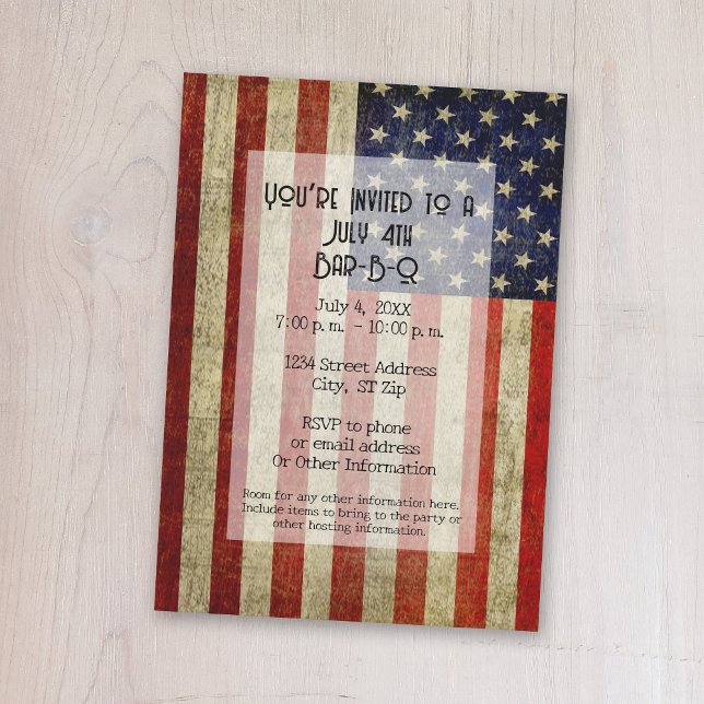 USA-Flagge mit Vintagem Party Einladung (A patriotic USA flag party invitation)