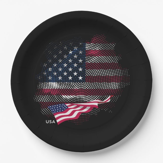 USA-Flagge Pappteller (Vorderseite)