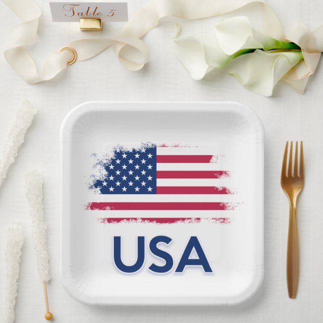 USA-Flagge Pappteller (Hochzeit)