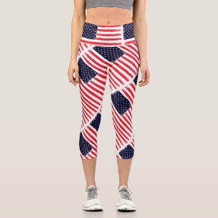 USA Flagge Patrioamerikanisches Flaggen Red White  Capri Leggings