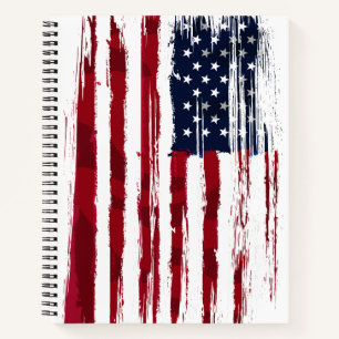USA-Flagge Patriotisch Amerikanisch Rot Weiß Blau Notizbuch