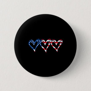 Usa-Flagge Patriotische amerikanische Herzen Strei Button
