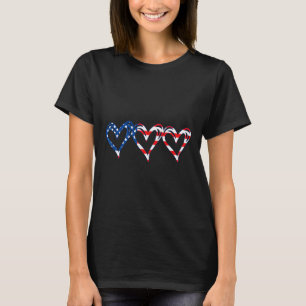 Usa-Flagge Patriotische amerikanische Herzen Strei T-Shirt