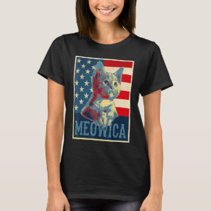 USA-Flagge Patriotische Meowica Katze Vintage 4. J T-Shirt