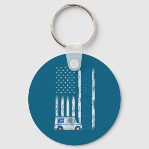 USA-Flagge Patriotischer Stahlarbeiter Briefträger Schlüsselanhänger