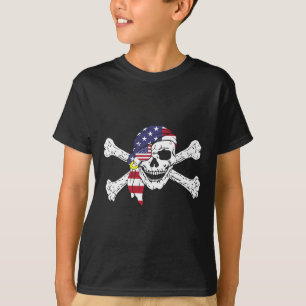 USA-Flagge Patriotischer Totenkopf und gekreuzte K T-Shirt
