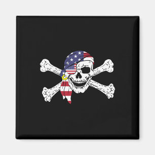 USA-Flagge Patriotischer Totenkopf Und Piratenschä Magnet