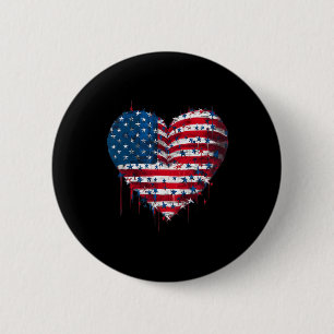 Usa-Flagge Patriotisches Amerikanisches Herz Strei Button