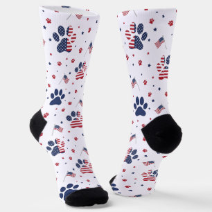 USA-Flagge Pfotenabdruck und Sterne Muster Crew So Socken