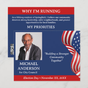 USA-Flagge Politische Kampagne Kandidat Foto QR Postkarte