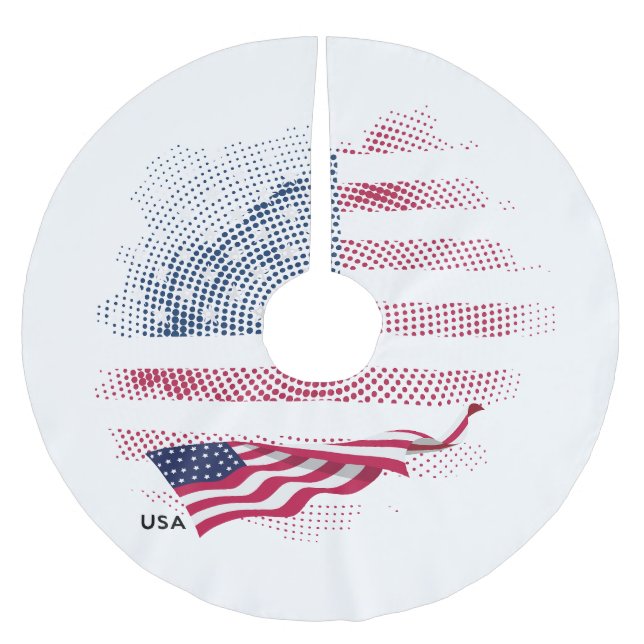 USA-Flagge Polyester Weihnachtsbaumdecke (Vorderseite)