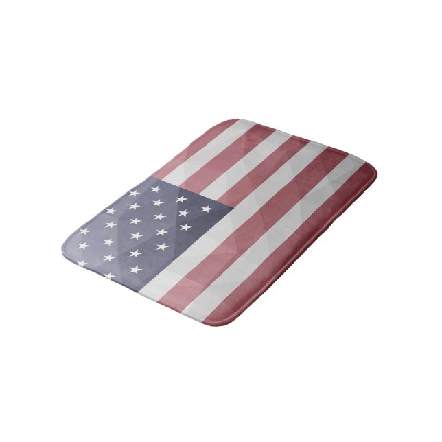 USA Flagge Red White Blue America Geometric Mesh Badematte (Schrägansicht)
