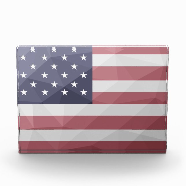 USA Flagge Red White Blue America Geometric Mesh Fotoblock (Vorderseite)