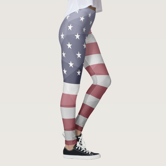 USA Flagge Red White Blue America Geometric Mesh Leggings (Rechts)
