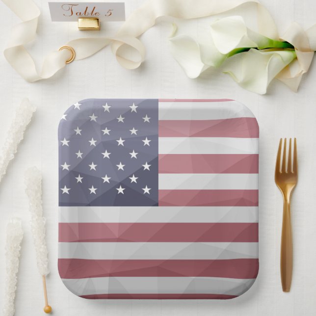 USA Flagge Red White Blue America Geometric Mesh Pappteller (Hochzeit)