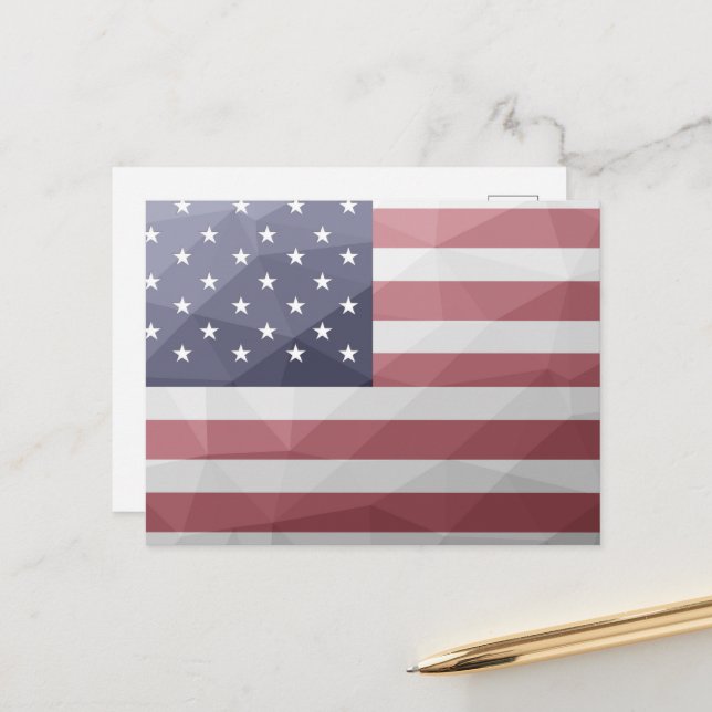 USA Flagge Red White Blue America Geometric Mesh Postkarte (Vorderseite/Rückseite Beispiel)