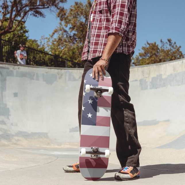 USA Flagge Red White Blue America Geometric Mesh Skateboard (Außenbereich 2)