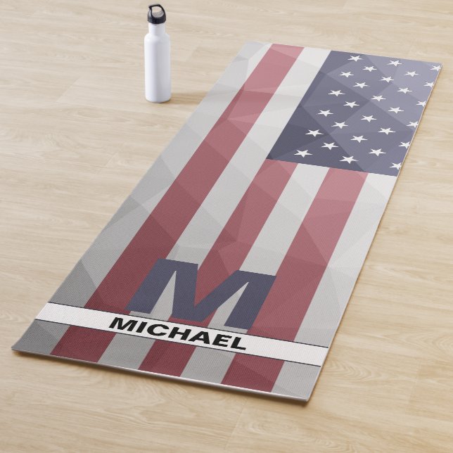 USA-Flagge Red White Blue Geometric Mesh Monogram Yogamatte (Beispiel)