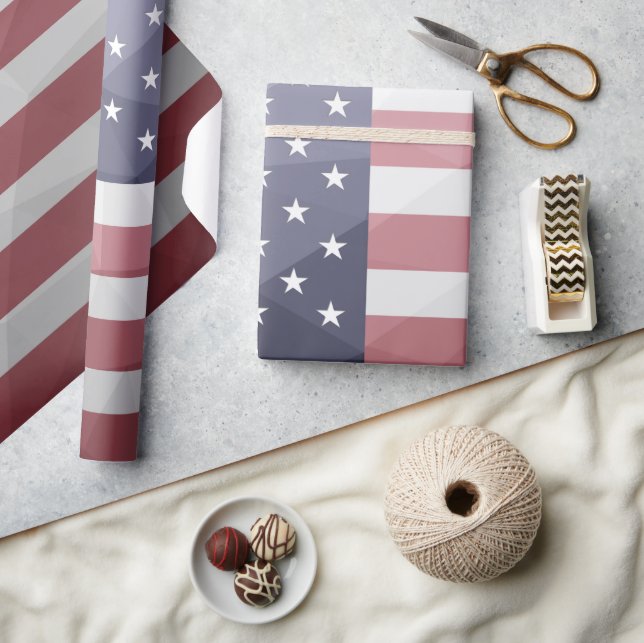 USA-Flagge Red White Blue Geometric Mesh Pattern Geschenkpapier (Kunsthandwerk)