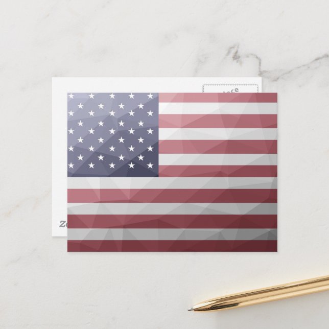 USA-Flagge Red White Blue Geometric Mesh Pattern Postkarte (Vorderseite/Rückseite Beispiel)