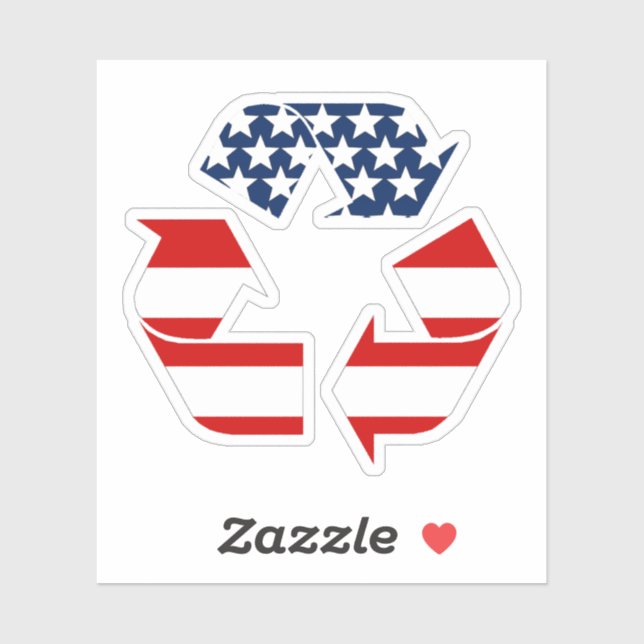 USA-Flagge - Red White & Blue Recycle Symbol Aufkleber (Blatt)
