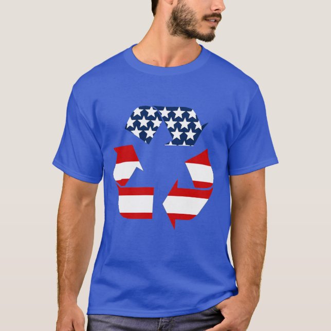 USA-Flagge - Red White & Blue Recycle Symbol T - S T-Shirt (Vorderseite)