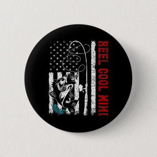 USA-Flagge Reel Cool Mimi Angeln Fischer Fischerma Button