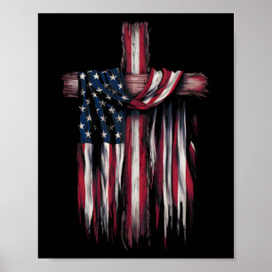 Usa-Flagge Religiöser Spruch 4. Juli Christlicher  Poster