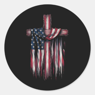 Usa-Flagge Religiöser Spruch 4. Juli Christlicher Runder Aufkleber