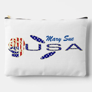 USA-Flagge Rose auf der Seite Blau Personalisiert Zubehörtasche