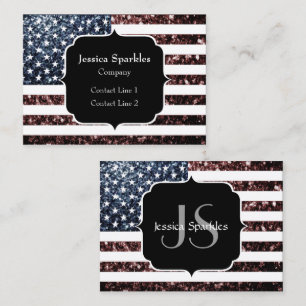 USA-Flagge rot blau vintage funkeln Glitter Monogr Visitenkarte