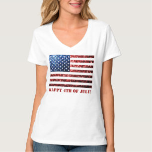 USA-Flagge rot blaue Funken 4. Juli Benutzerdefini T-Shirt