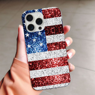USA-Flagge rot weiß blau funkelt glänzt iPhone 16 Pro Max Hülle