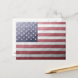 USA-Flagge Rot Weiß Blau Geometrisches Mesh-Muster Postkarte