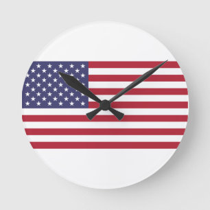 USA-Flagge Rot-Weiß-Uhr Runde Wanduhr