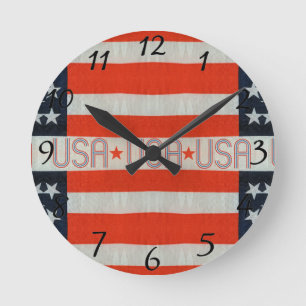 USA-Flagge Runde Wanduhr
