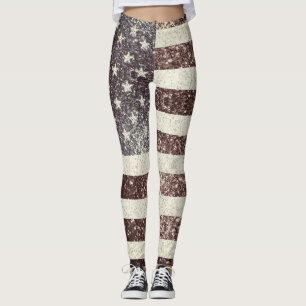 USA flagge Rustic Red Gold Blue Glitzern America Leggings