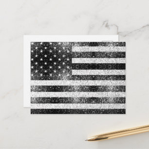 USA-Flagge Rustic Schwarz Weiß Grau Glitzer 4. Jul Postkarte