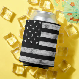 USA flagge Rustic Wood Schwarz-weiß Patriotic Amer Dosenkühler