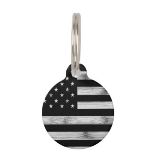 USA flagge Rustic Wood Schwarz-weiß Patriotic Amer Haustiermarke