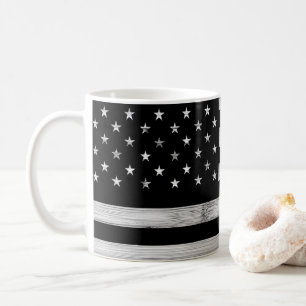 USA flagge Rustic Wood Schwarz-weiß Patriotic Amer Kaffeetasse