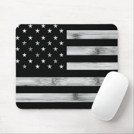 USA flagge Rustic Wood Schwarz-weiß Patriotic Amer Mousepad