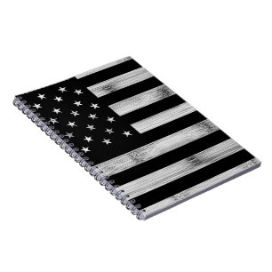 USA flagge Rustic Wood Schwarz-weiß Patriotic Amer Notizblock