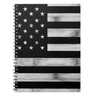 USA flagge Rustic Wood Schwarz-weiß Patriotic Amer Notizblock