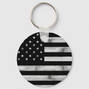 USA flagge Rustic Wood Schwarz-weiß Patriotic Amer Schlüsselanhänger