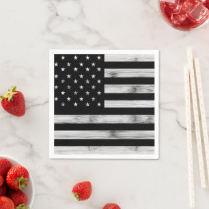 USA flagge Rustic Wood Schwarz-weiß Patriotic Amer Serviette