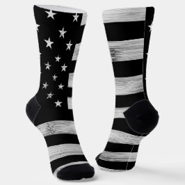 USA flagge Rustic Wood Schwarz-weiß Patriotic Amer Socken