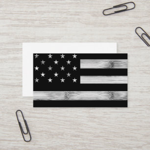 USA flagge Rustic Wood Schwarz-weiß Patriotic Amer Visitenkarte